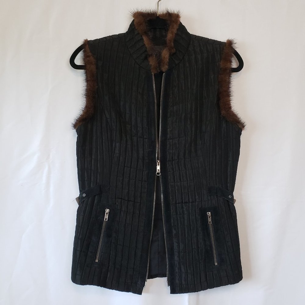 Yansi Fugel Mink Collar Vest Small